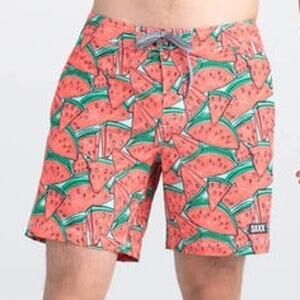 SAXX Betawave Swim Trunks Watermelon Print Red Green 2N1 Cooling Liner 36 NWT